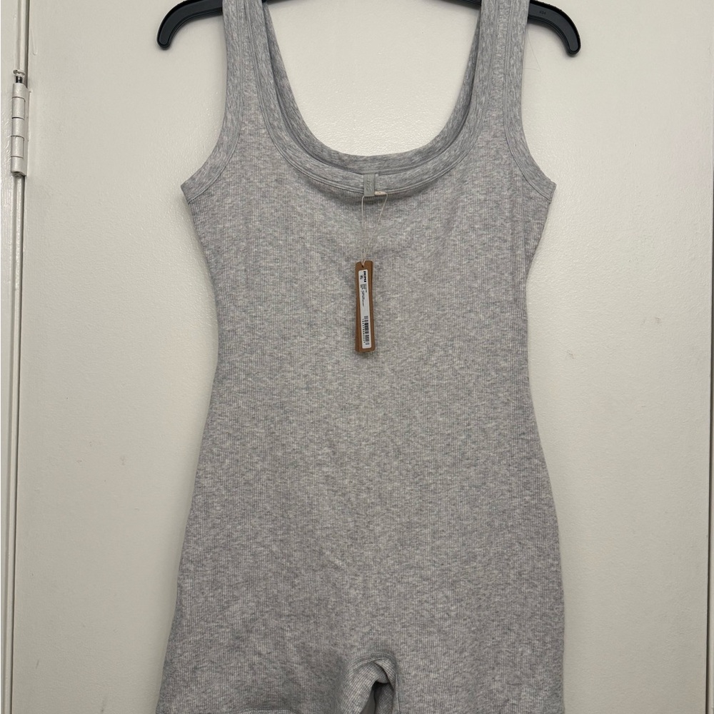 SKIMS Light Heather Gray Cotton Ribbed Romper